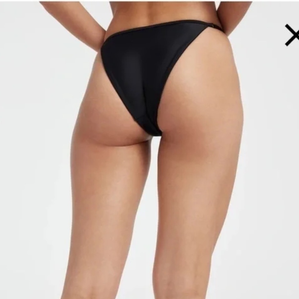 Good American Black Perfect Fit Side‎ Adjustable Bikini Bottoms NWT